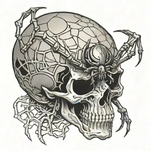 Spider Hanging Out Of A Skull Wearing