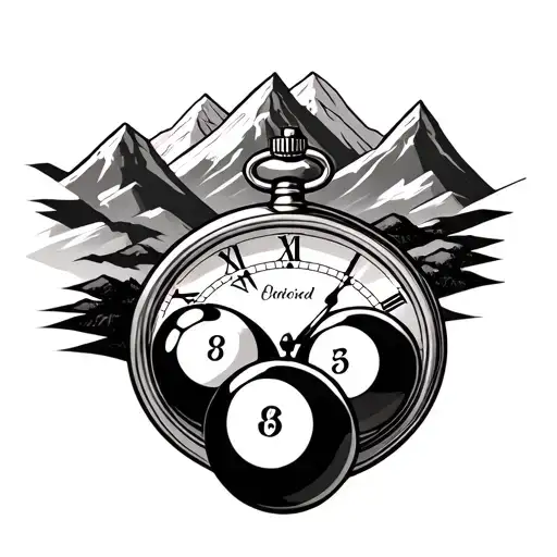 Mountains And Pocket Watch And Pool Balls Incorporated