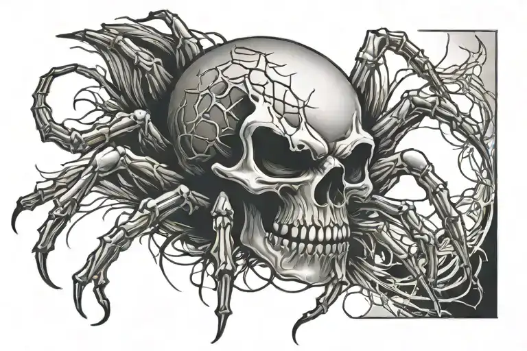 Skull And Spider Crawling