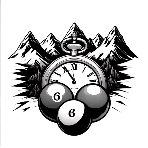 Mountains And Pocket Watch And Pool Balls Incorporated