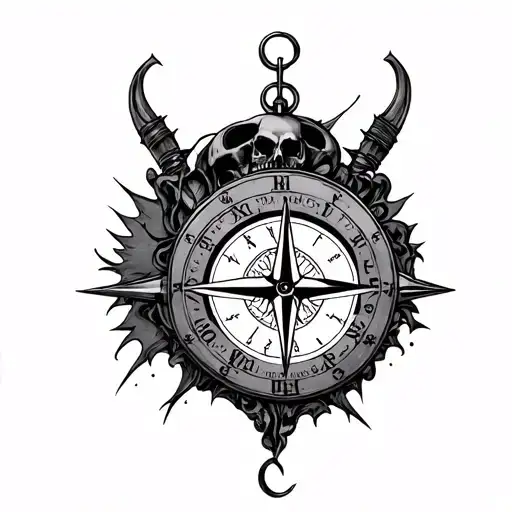 Skull Clock Compass