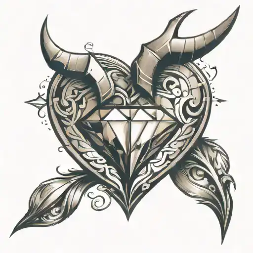 Heart With A Bottom Diamond Shape And The Top With Horns