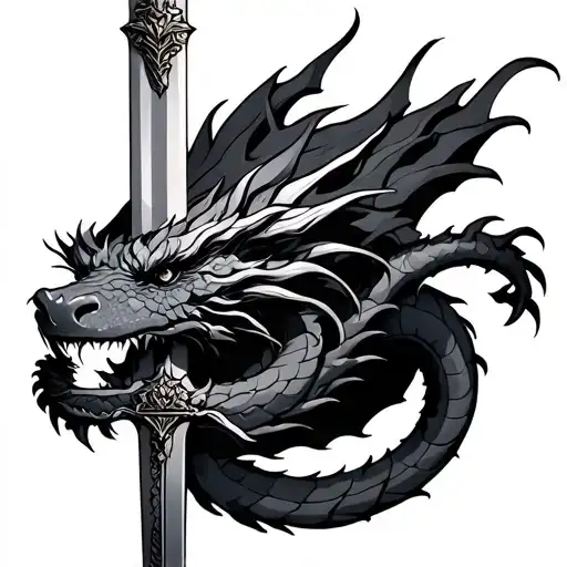 Dragon Wrapped Around Sword
