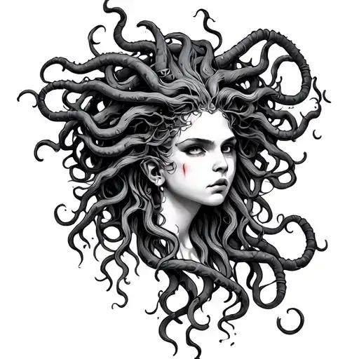Medusa Black And White Demonic