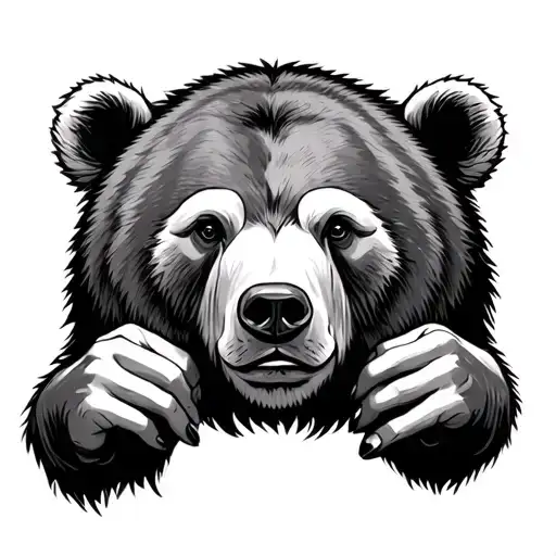 Face And A Bear On The Head Tattoo Holding