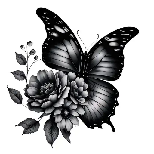 Half Butterfly Half Flowers