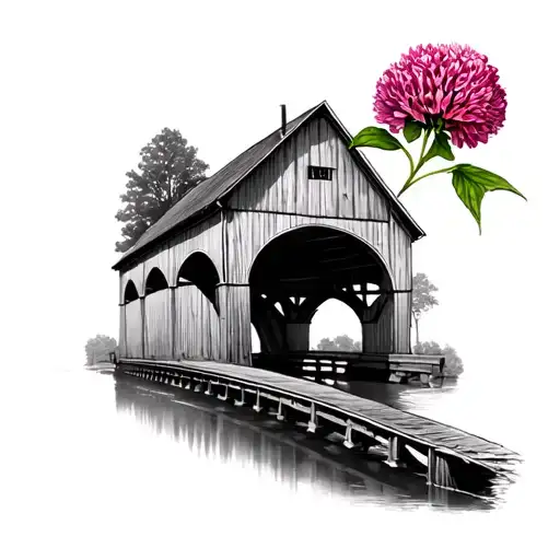 Vermont Covered Bridge An Red Clover