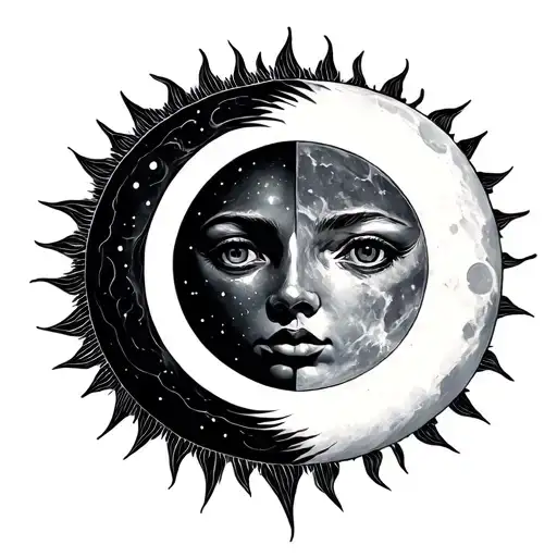 Sun And Moon Merging Together