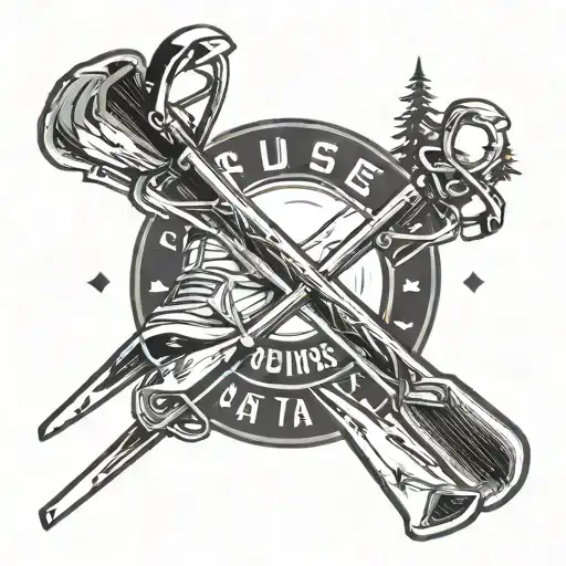 Skis And Ski Poles In Pause And Play Logo Incorporated