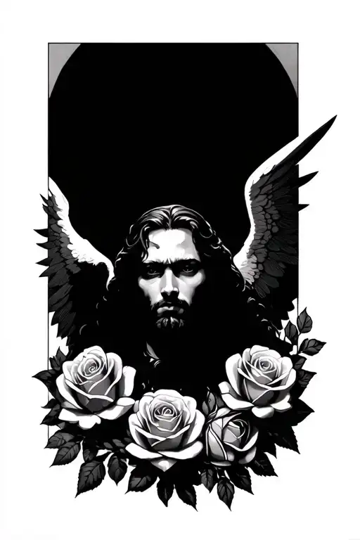 Archangel Michale With Roses Around Him