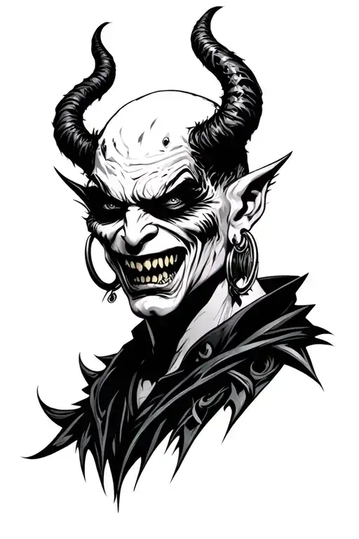 Male Scary Demon With Hoop Earrings