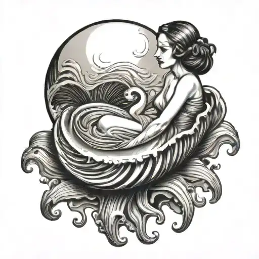 Girl Coming Out Of A Clam Like A Pearl