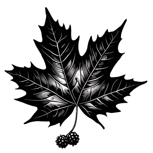 Maple Leaf With Two Bramble Branches Coming From Stem