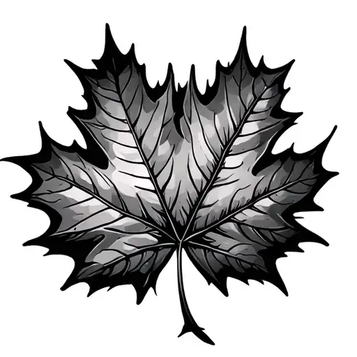 Maple Leaf With Two Thorn Branches Coming From Stem