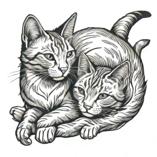 Two Cats Cuddling