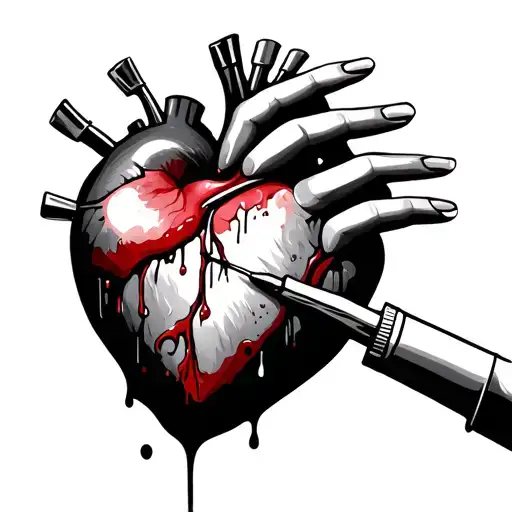 Hand Taking Blood From Heart With Needle