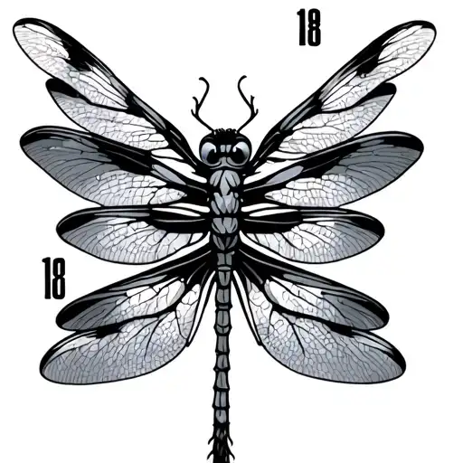 Dragonfly Woth The Numbers 18 And 81