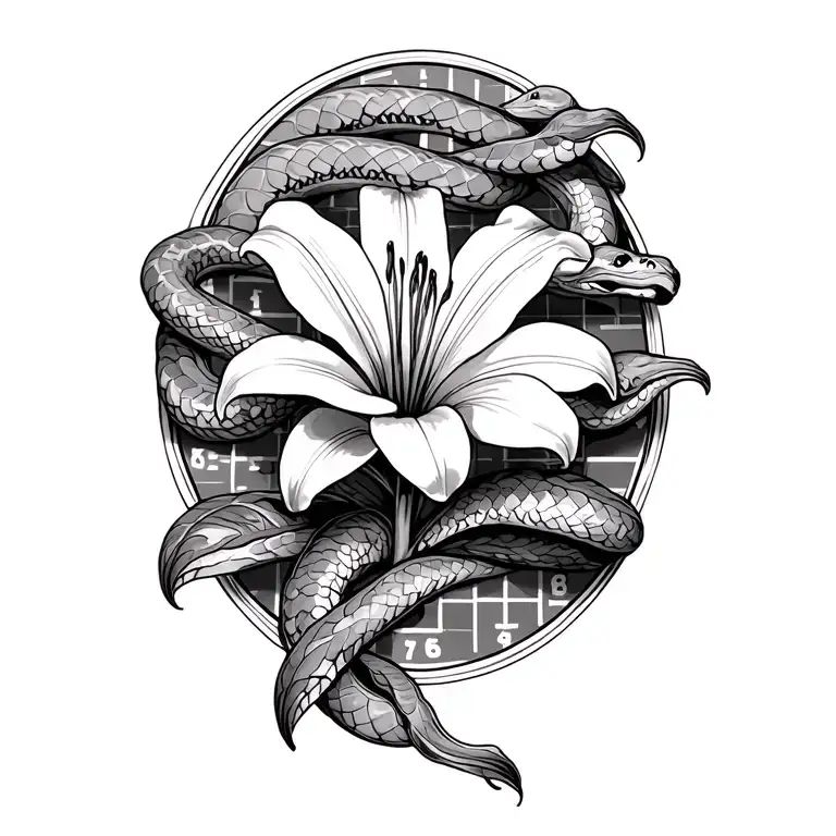 Lily Flower With Snakes And Ladders Board Design