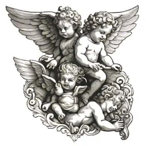 Three Cherubs Flying
