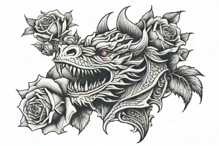 Rose And Dragon Head Neck