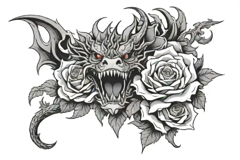 Roses And Dragon Head Centered Neck