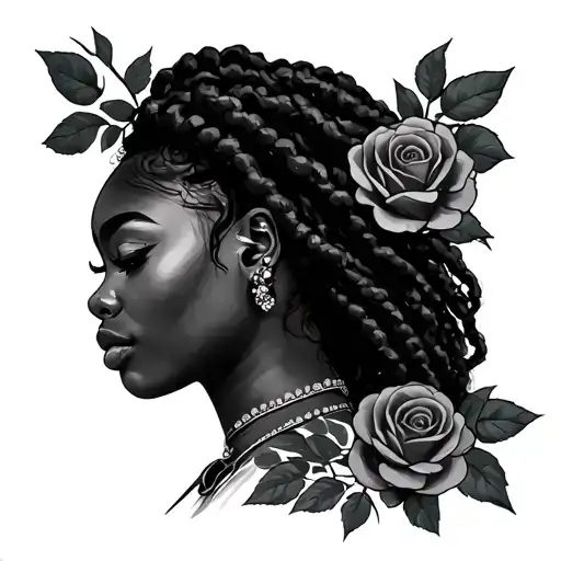 Rose Tattoo Girl Hair With Locs