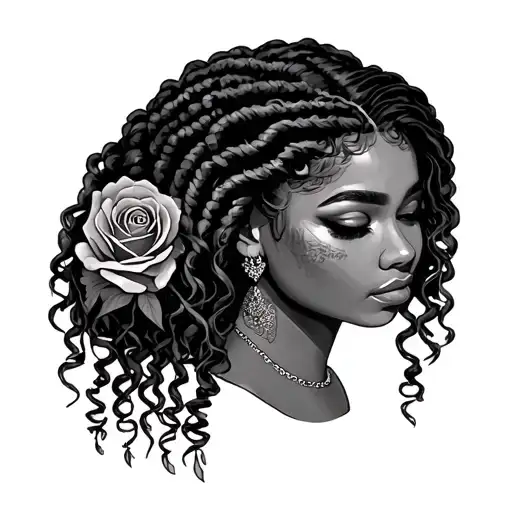 Rose Tattoo Girl Hair With Locs