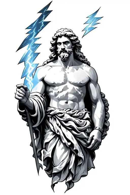 Zeus Holding A Lightning Bolt