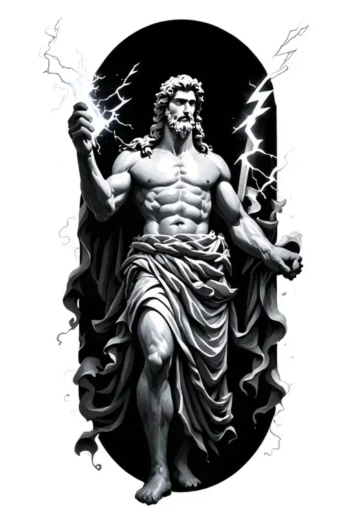 Zeus Holding A Lightning Bolt