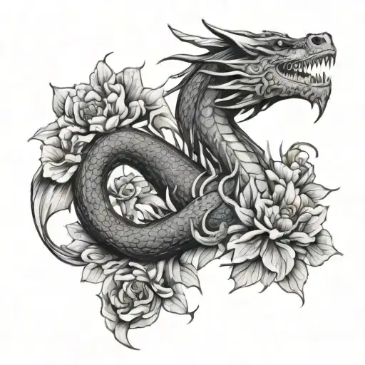 Dragon With Flowers