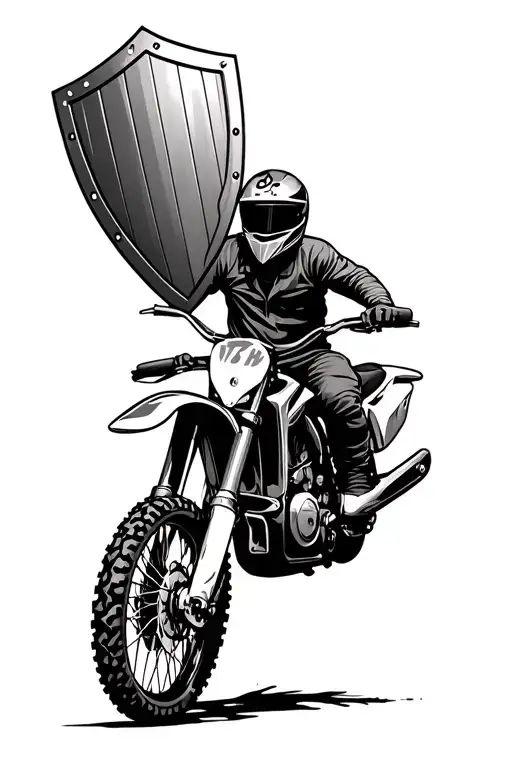 Dirt Bike With Shield Behind It From Top