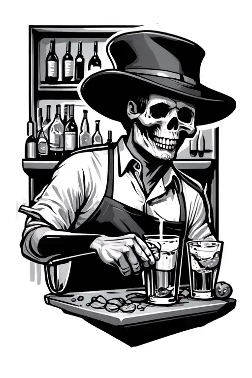 Skulls Bartender Mixing Drinks