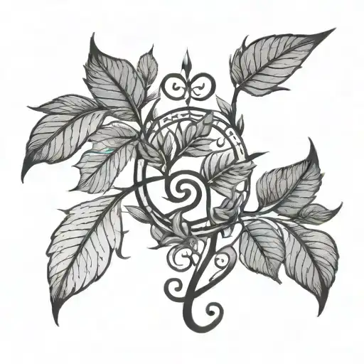 Karma Symbol And Tree Leaves