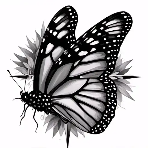 Monarch Butterfly Witn A Compass