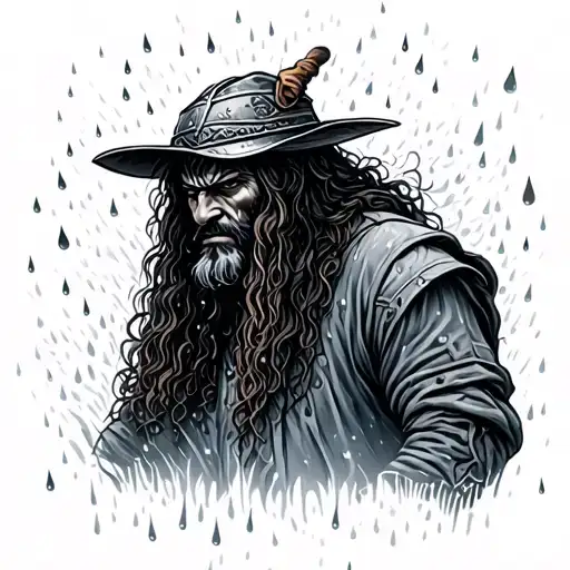 Half Warrior Half Farmer In Rain Drops
