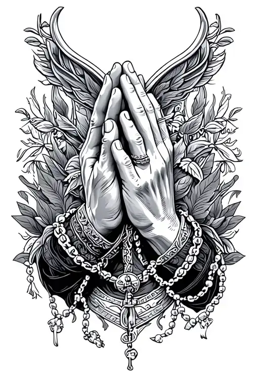 Praying Hands With Rosary