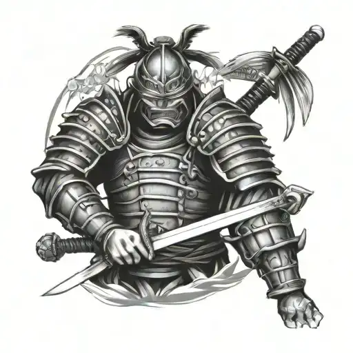 Armored Samurai Holding Sword