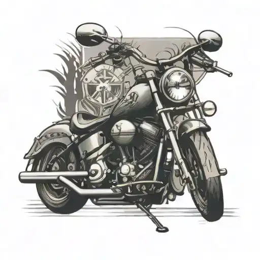 Fatboy Motorcycle In The Background