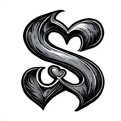 Small S Letter With Heart Made