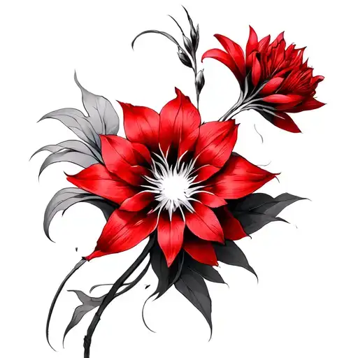 I Want A Red Lycoris Tattoo In Cyber Sigilism Style