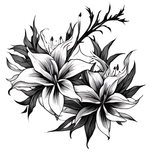 I Want A Red Lycoris Tattoo In Cyber Sigilism Style