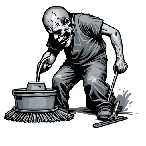 Zombie Janitor Mopping