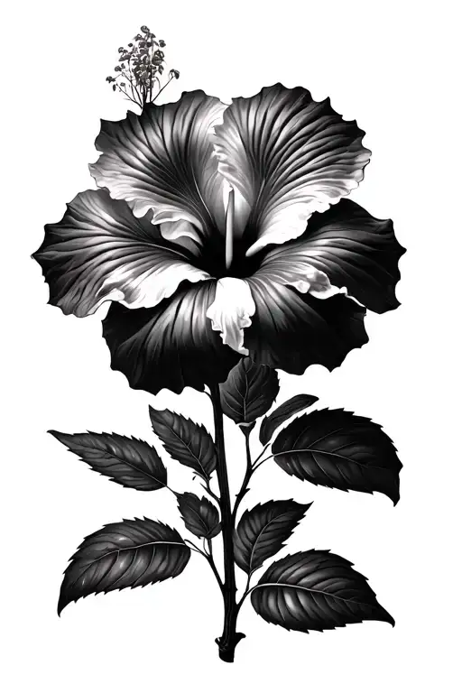 Hibiscus With Stem Growing Trees With Leafs Realistic