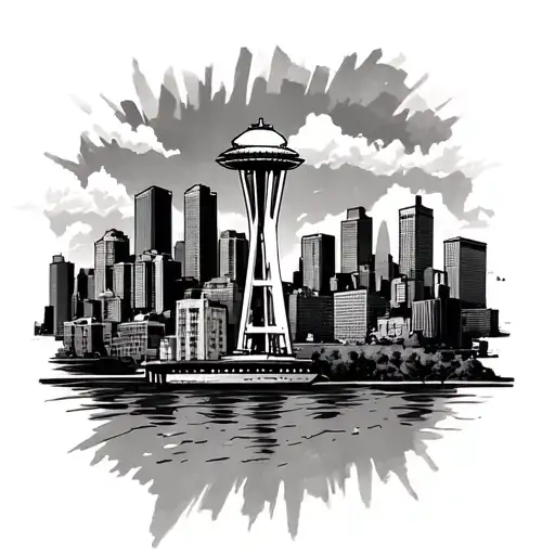 Seattle Skyline And Memphis Skylines Combined