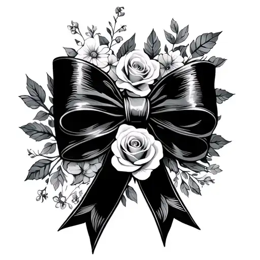 Coquette Bow With Roses And Flowers