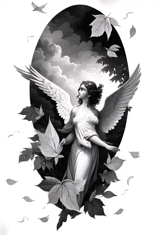 Angels Flying Leaves Back Ground