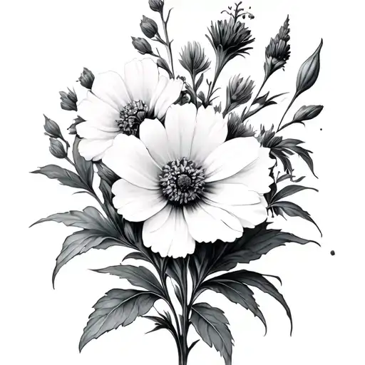 Larkspur And Cosmos