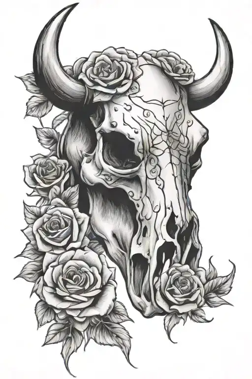 Cow Skull With Roses