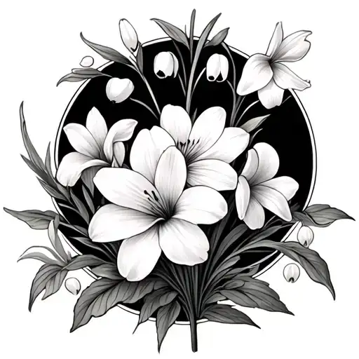 Larkspur Cosmos Lily Of The Valley And Snowdrop