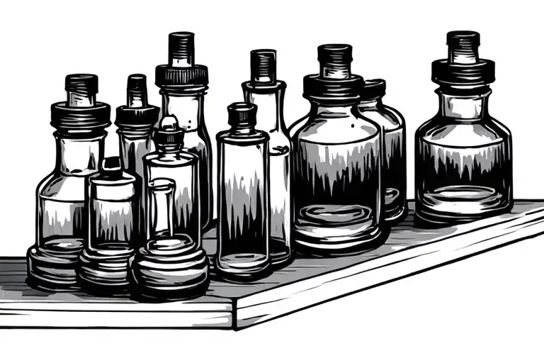 Small Bottles On Shelf